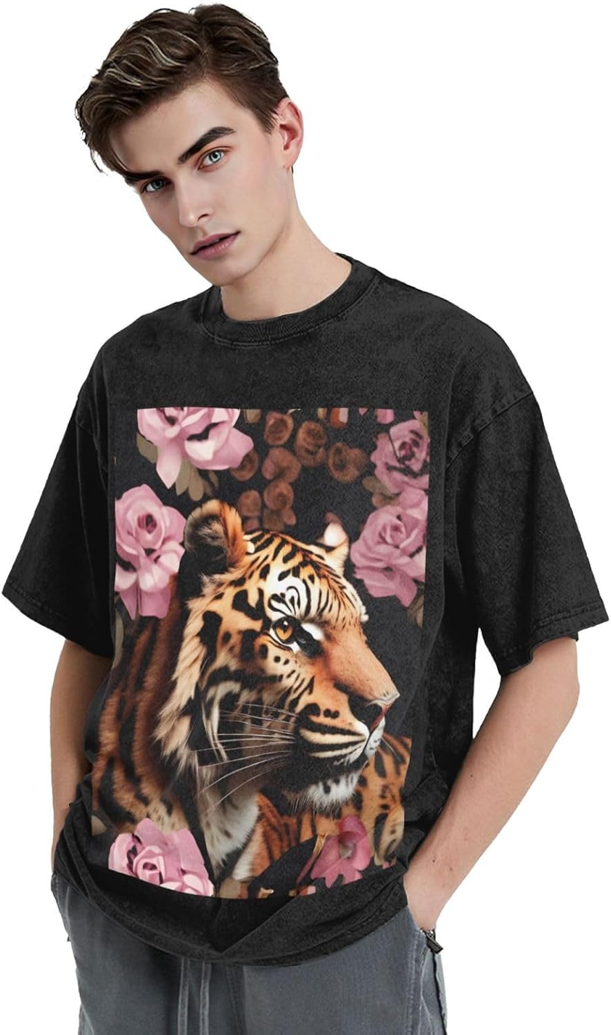 Animal Tiger Leopard Print Print Men's Oversized Cotton Summer T-Shirts Vintage Tee Loose Fit Short Sleeve Casual Tshirts - Image 4