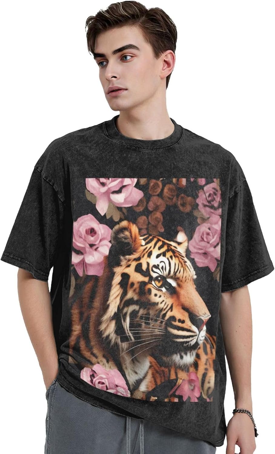 Animal Tiger Leopard Print Print Men's Oversized Cotton Summer T-Shirts Vintage Tee Loose Fit Short Sleeve Casual Tshirts - Image 2