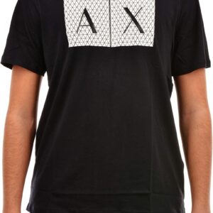 A|X ARMANI EXCHANGE mens Crew Neck Logo Tee T Shirt, Grid Logo Navy, Medium US