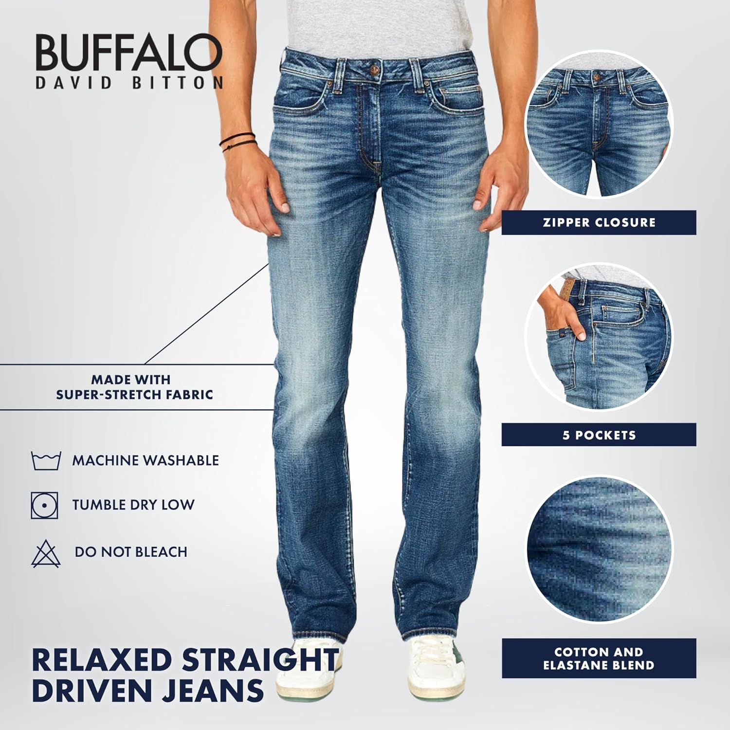 Buffalo David Bitton Men's Relaxed Straight Leg Driven Jean with Stretch Fabric - Image 4