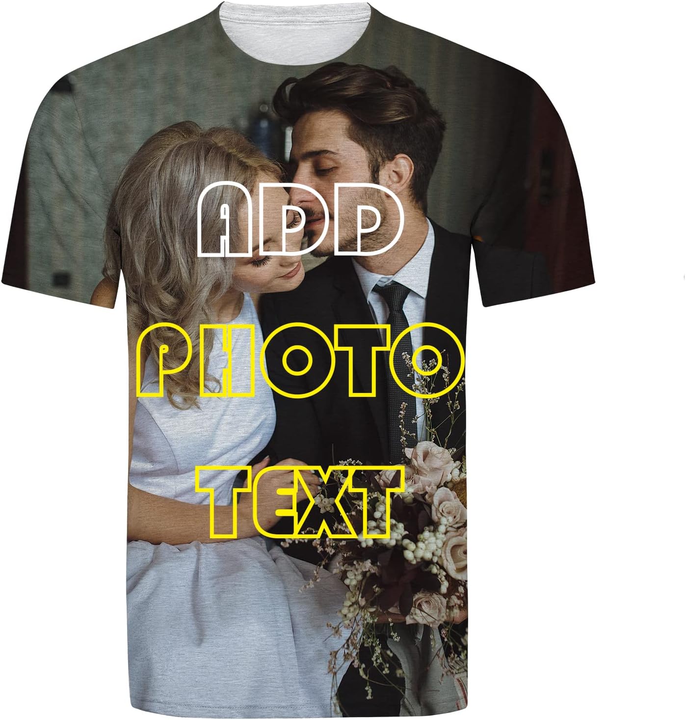 Custom All Over Print T-Shirt, Customized Shirt Design Photo, Text, Picture, Image, Graphics, Custom Message Shirt, Personalized Face T-Shirt, Fast Delivery, M White