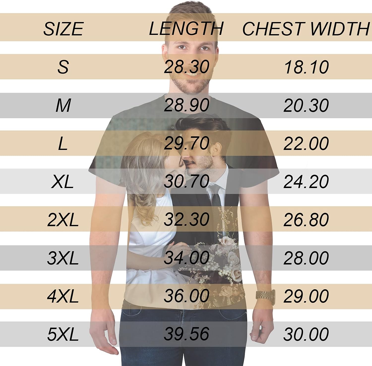 Custom All Over Print T-Shirt, Customized Shirt Design Photo, Text, Picture, Image, Graphics, Custom Message Shirt, Personalized Face T-Shirt, Fast Delivery, M White - Image 5