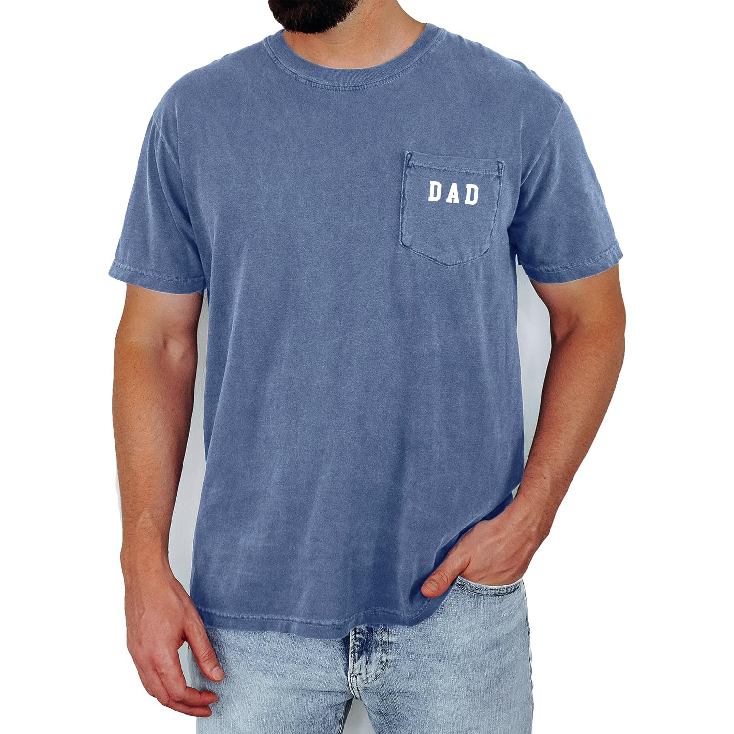 Dad Pocket Shirts for Men Daddy Garment Dyed Letter Printed T-Shirt Mama Graphic Tee Casual Short Sleeve Tops Tee