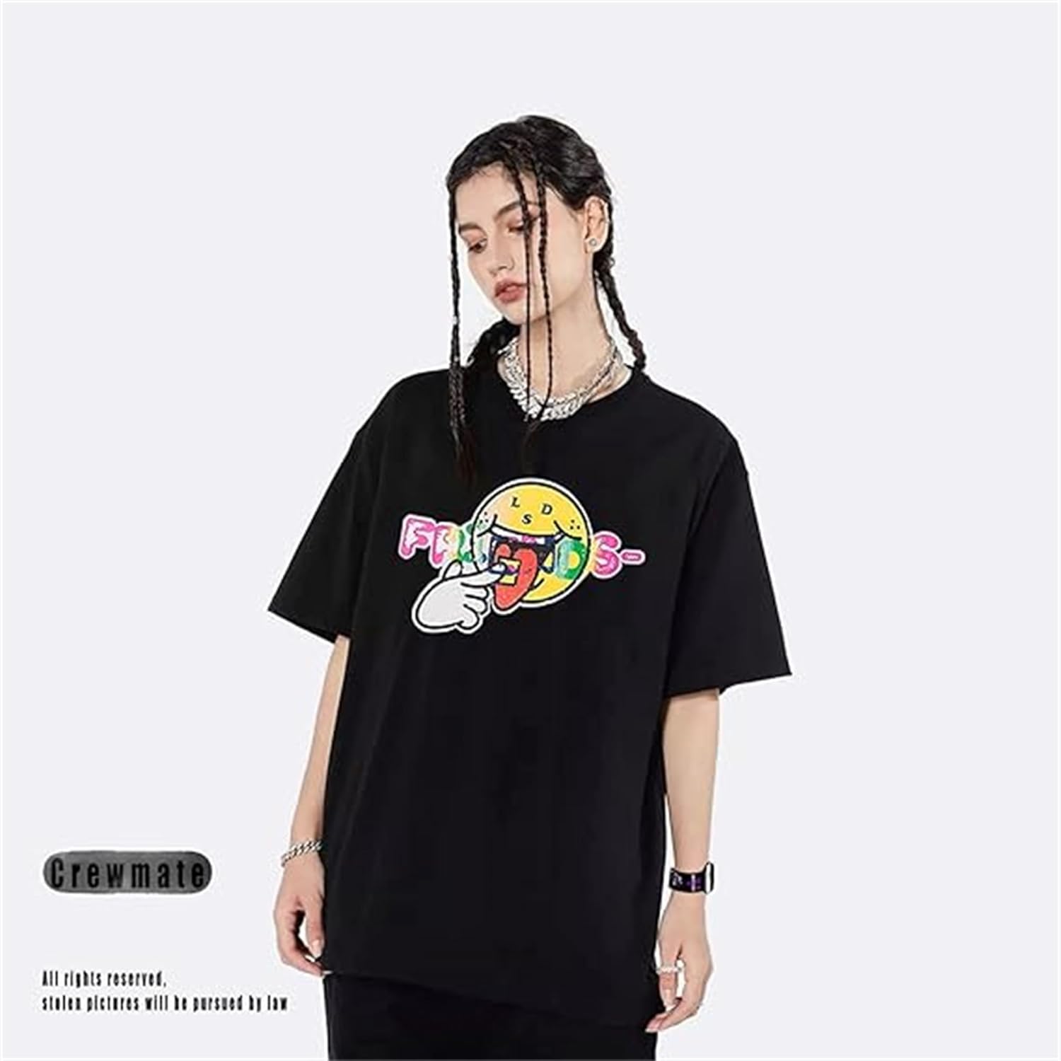 Fashion Men's Short Sleeved T-Shirt V Letter Printed Tops Casual Couple T-Shirt Hip Hop Short Sleeved Tops - Image 4