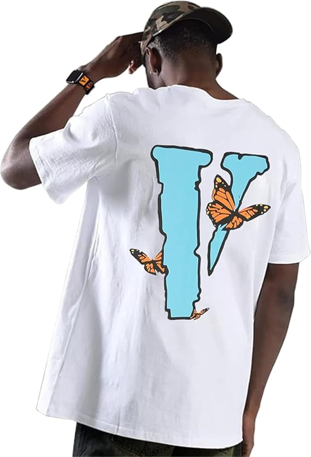 Fashion Men's Short Sleeved T-Shirt V Letter Printed Tops Casual Couple T-Shirt Hip Hop Short Sleeved Tops - Image 12