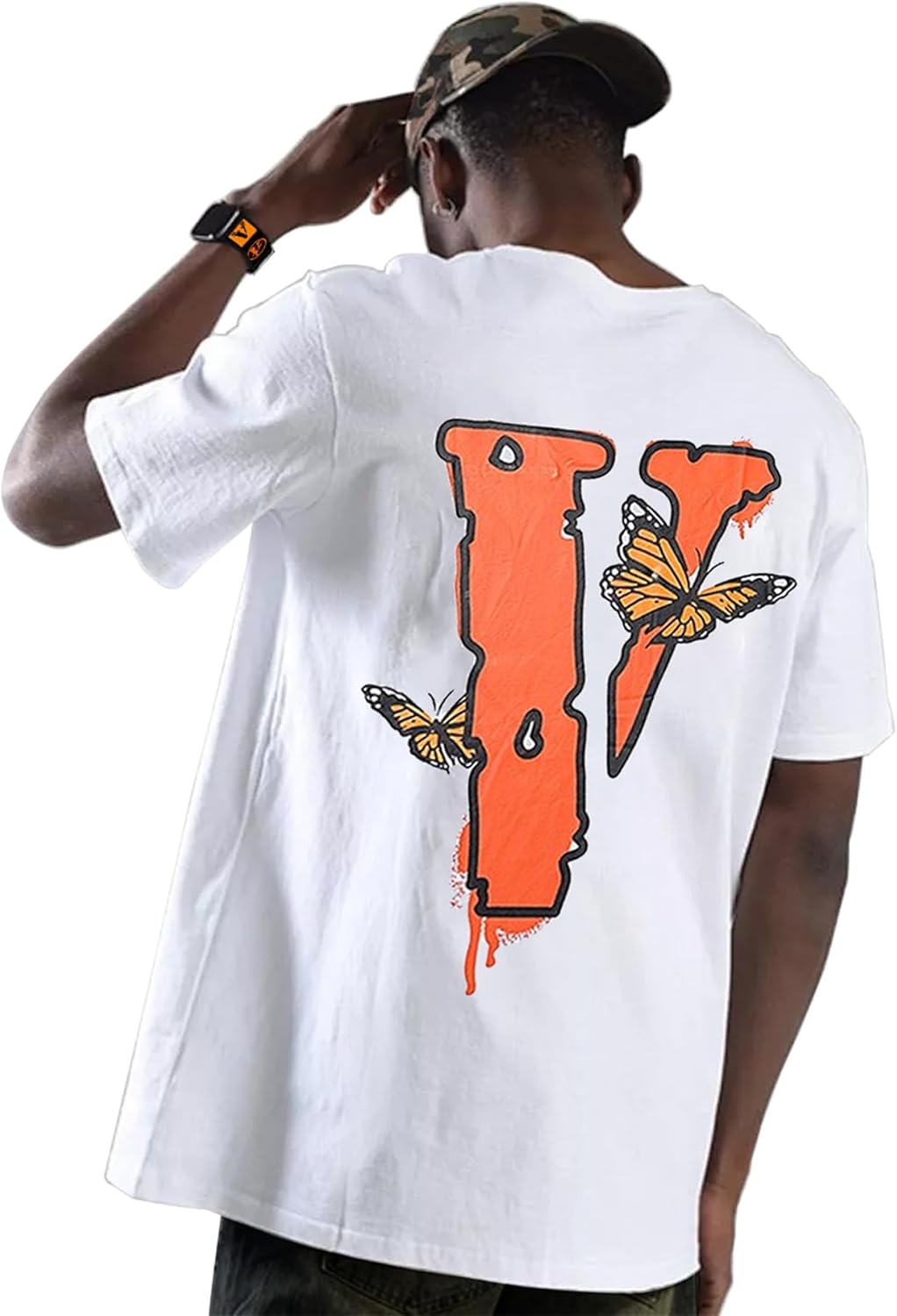 Fashion Men's Short Sleeved T-Shirt V Letter Printed Tops Casual Couple T-Shirt Hip Hop Short Sleeved Tops - Image 8