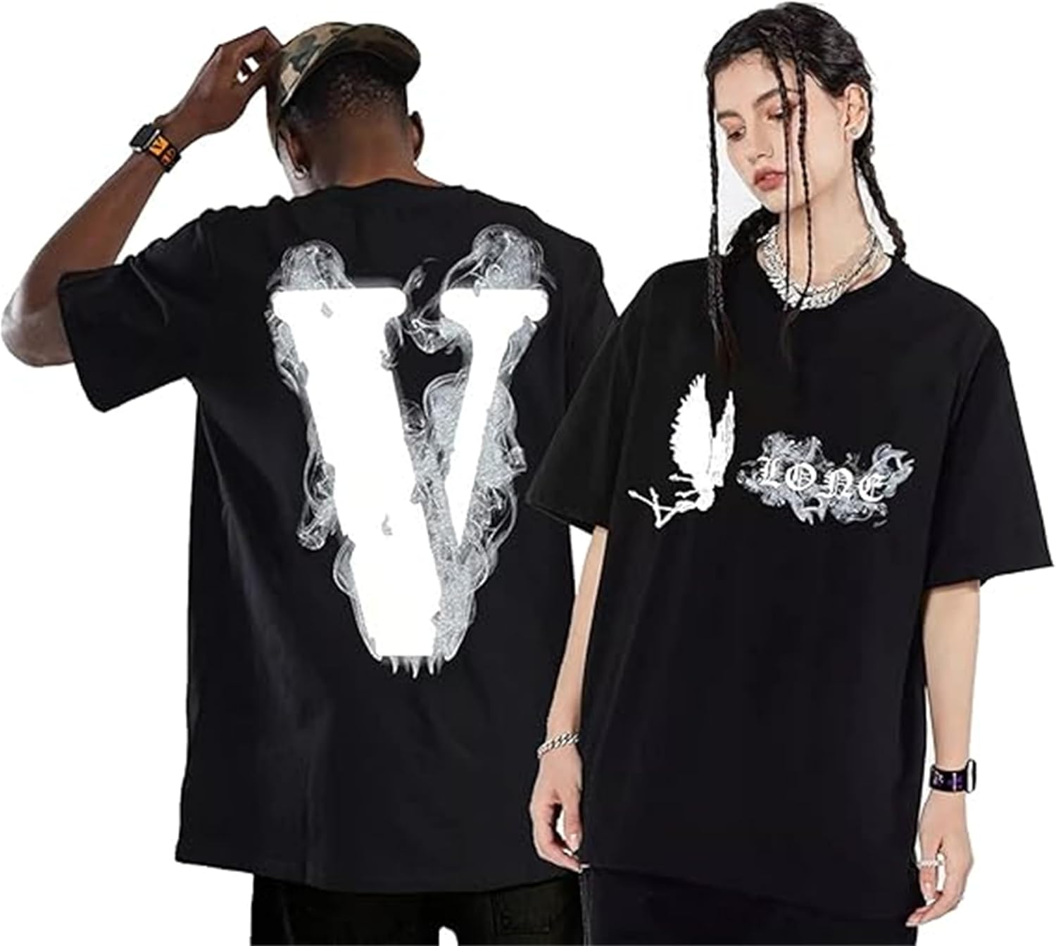 Fashion Men's Short Sleeved T-Shirt V Letter Printed Tops Casual Couple T-Shirt Hip Hop Short Sleeved Tops - Image 16