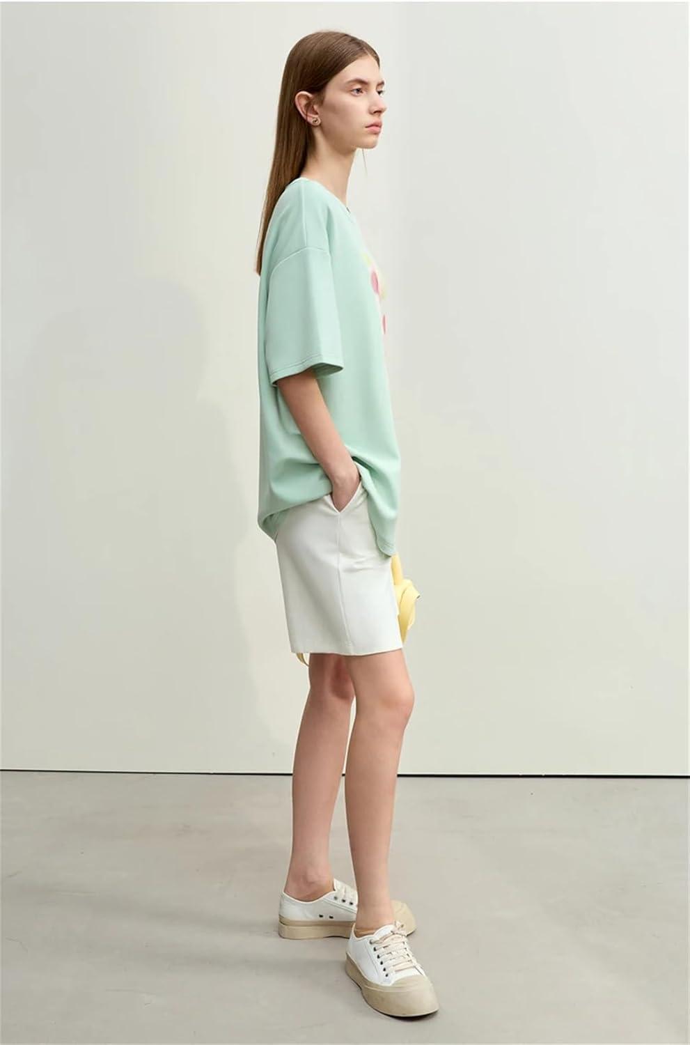 Fnfmrfmr Women's T-Shirts Round Neck Flower Print Short Sleeves Tees Stretchy Loose Blouse - Image 4