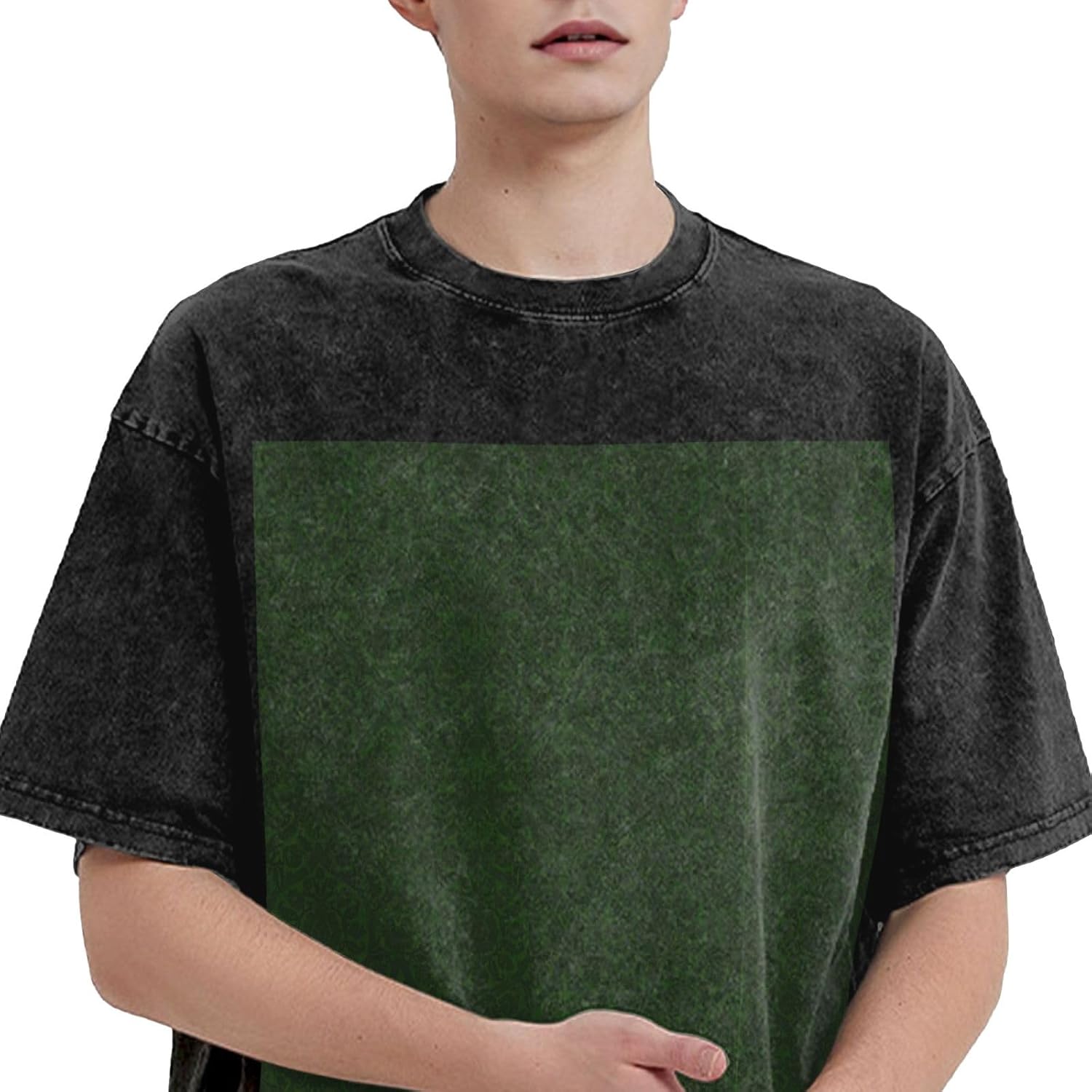 Green Floral Petals Pattern Print Men's Oversized Cotton Summer T-Shirts Vintage Tee Loose Fit Short Sleeve Casual Tshirts - Image 3
