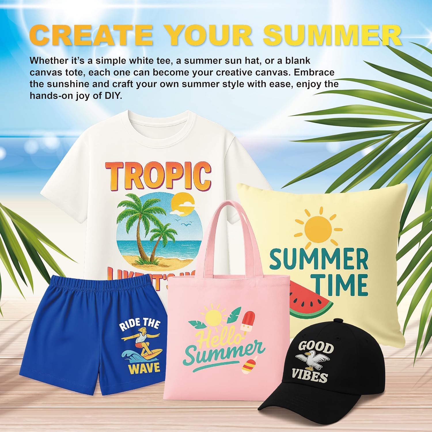 HTVJOYDO Iron-On Heat Transfer Paper for T-Shirts, 25 Sheets 8.5x11", Iron on Vinyl for Dark Fabric, Printable Heat Transfer Vinyl for Inkjet Printer, Perfect for Summer Crafts - Image 5