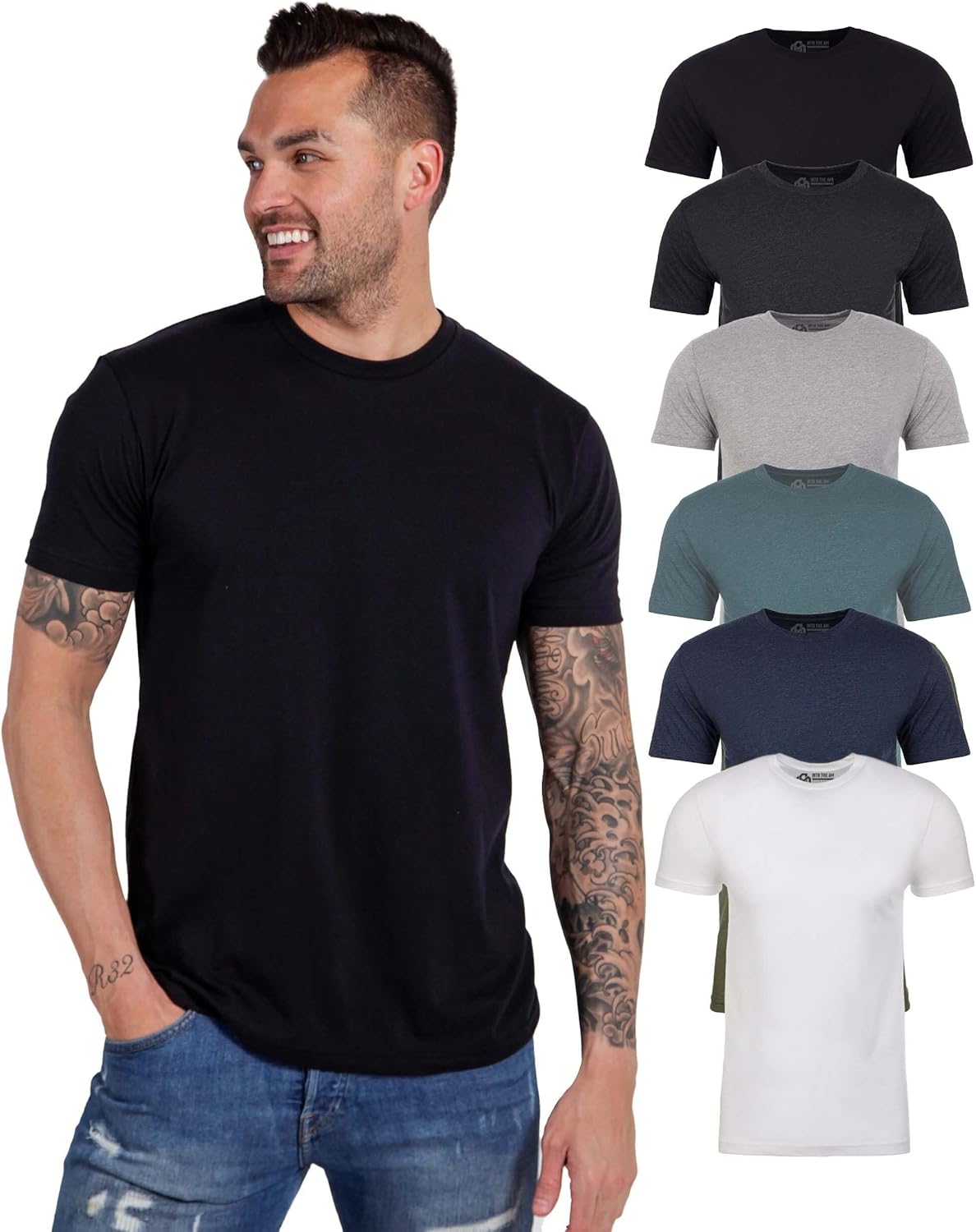 INTO THE AM Mens T Shirt - Short Sleeve Crew Neck Soft Fitted Tees S - 4XL Fresh Classic Tshirts