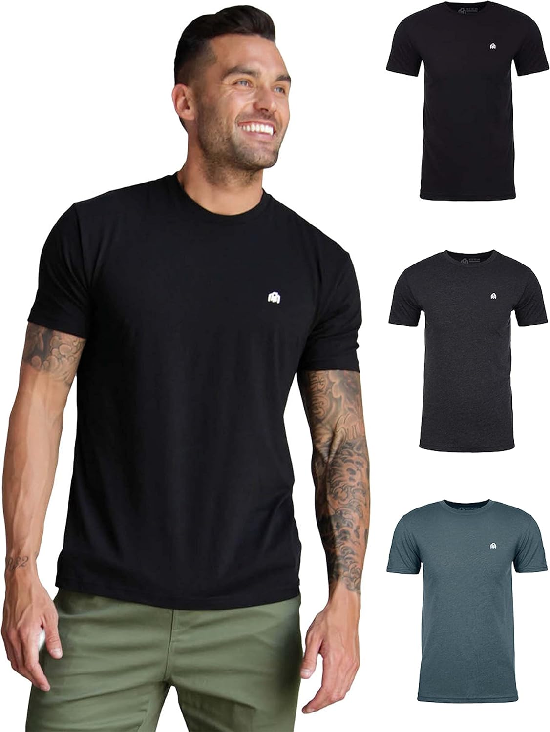INTO THE AM Mens T Shirt with Logo - Short Sleeve Crew Neck Soft Fitted Tees S - 4XL Fresh Classic Basic Tshirts - Image 24