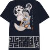 Japanese Design T-Shirts (Discharge Print Series/Salamander UN - Navy XL) 100% Cotton/Streetwear Oversized Unisex Graphic Tee T Shirt Men Women