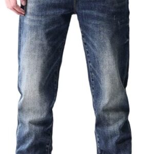Jeans are Versatile in Spring and with Elastic Fit and Straight Leg Pants(37) Blue