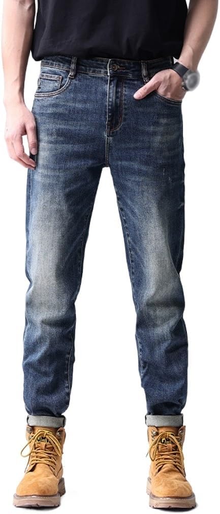 Jeans are Versatile in Spring and with Elastic Fit and Straight Leg Pants(40) Blue