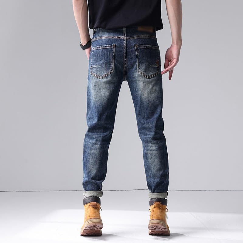 Jeans are Versatile in Spring and with Elastic Fit and Straight Leg Pants(40) Blue - Image 2