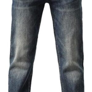 Jeans Slim Fit Straight Leg Pants Versatile Retro Casual Long Pants(32) Blue