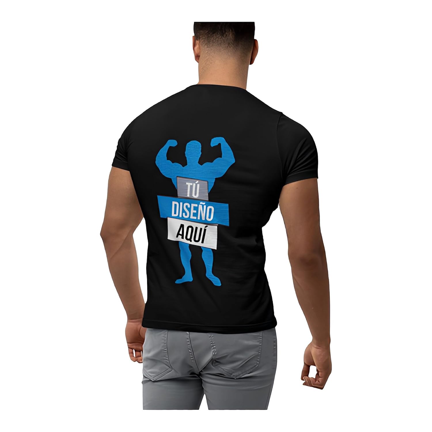 JOUSKA MX Personalized T-shirt Printed Your Own Design Sports Bodybuilding Gym Unisex Slim Fit for Training (Back) - Image 2