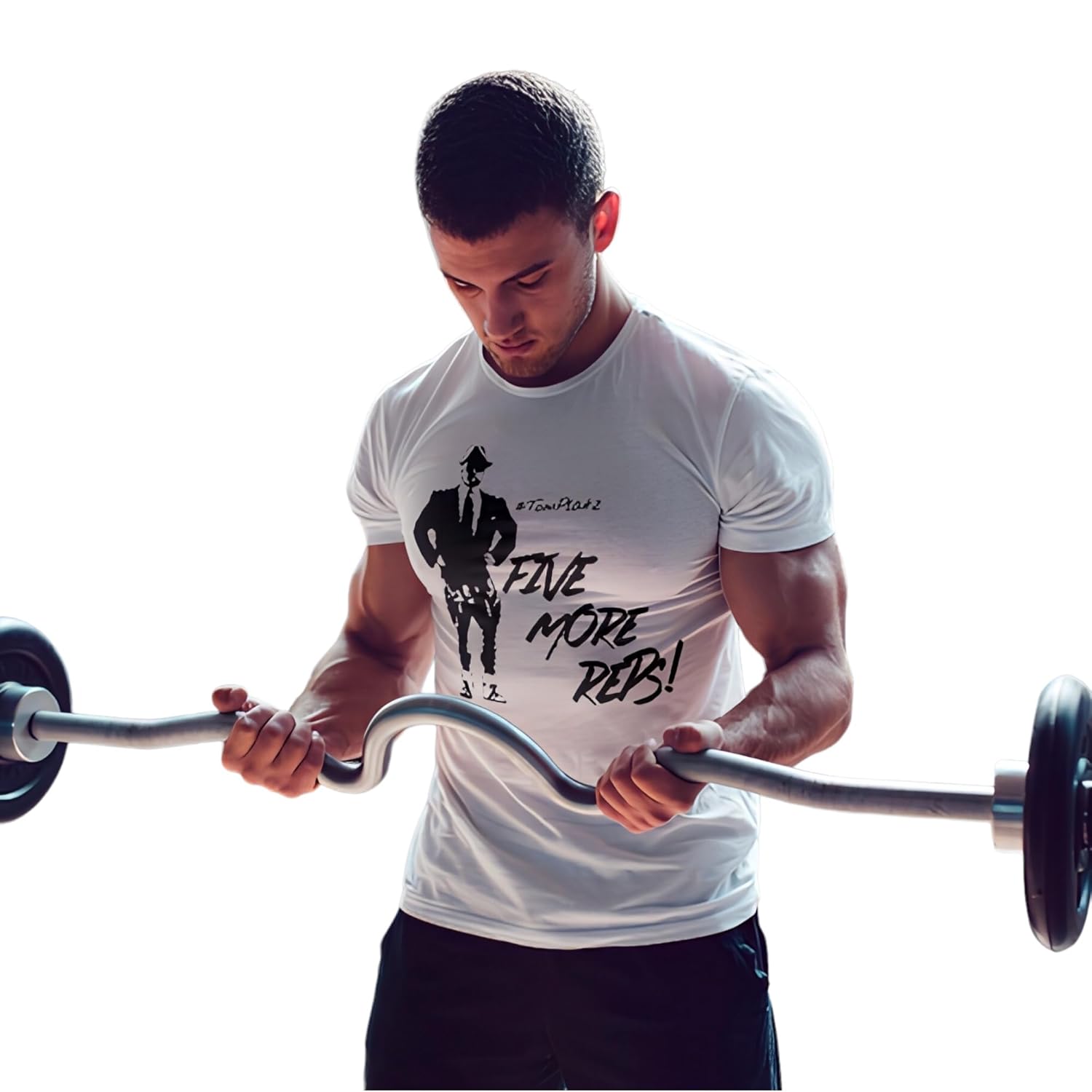 JOUSKA MX Retro Bodybuilding Gym Vintage Printed Tom Platz More Reps Sports T-Shirt (XL) - Image 2