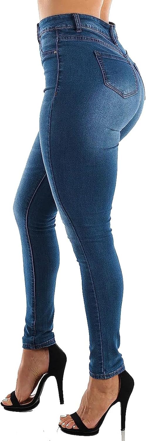 KUNMI Womens Curvy High Waist Stretch Butt Lifting Skinny Colombian Jeans - Image 5