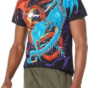 Liquid Blue Men's Fantasy Dueling Dragons All Over Print