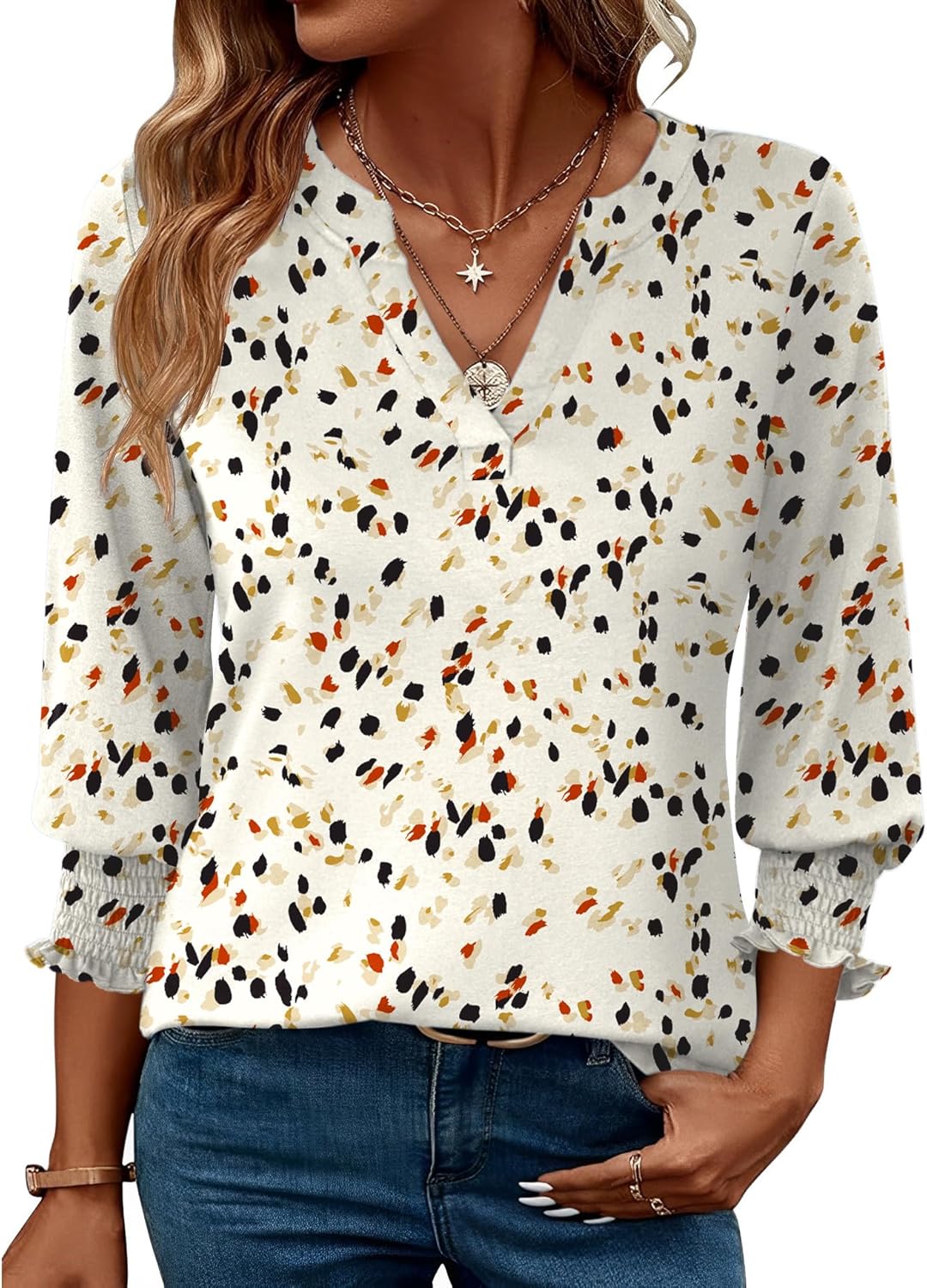 LOMON Women's 2025 Fashion Tops 3\/4 Length Sleeve Business Casual Blouses Summer Tees Shirts - Image 40