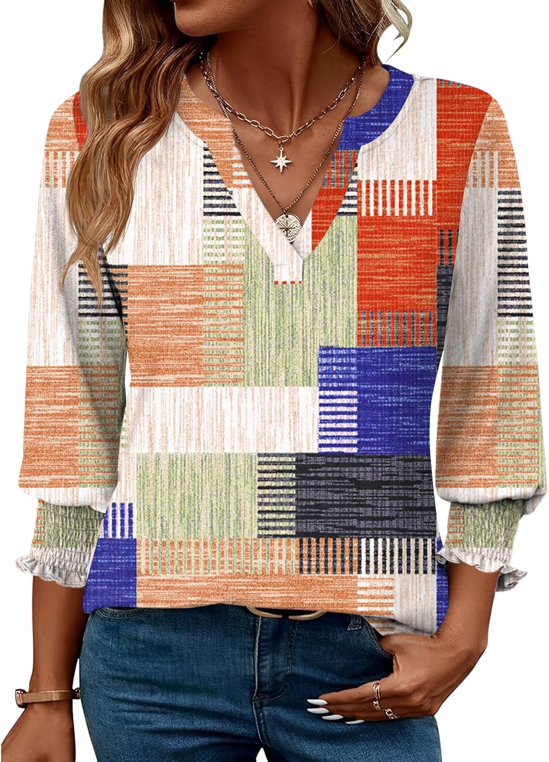 LOMON Women's 2025 Fashion Tops 3\/4 Length Sleeve Business Casual Blouses Summer Tees Shirts - Image 18