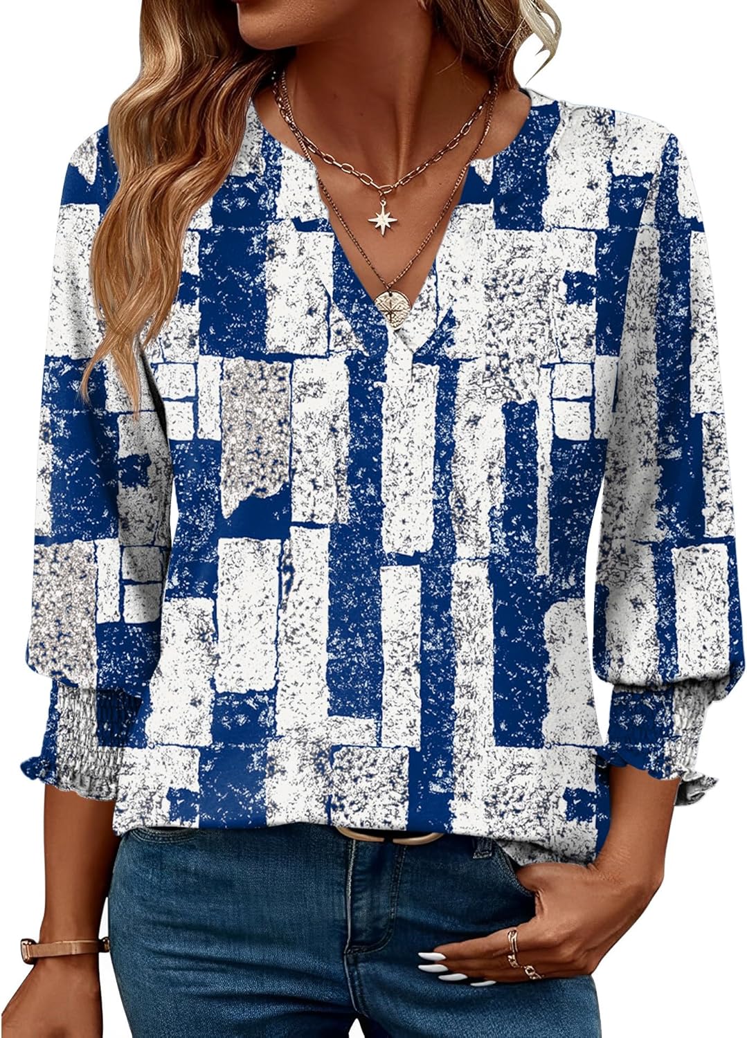 LOMON Women's 2025 Fashion Tops 3\/4 Length Sleeve Business Casual Blouses Summer Tees Shirts - Image 19