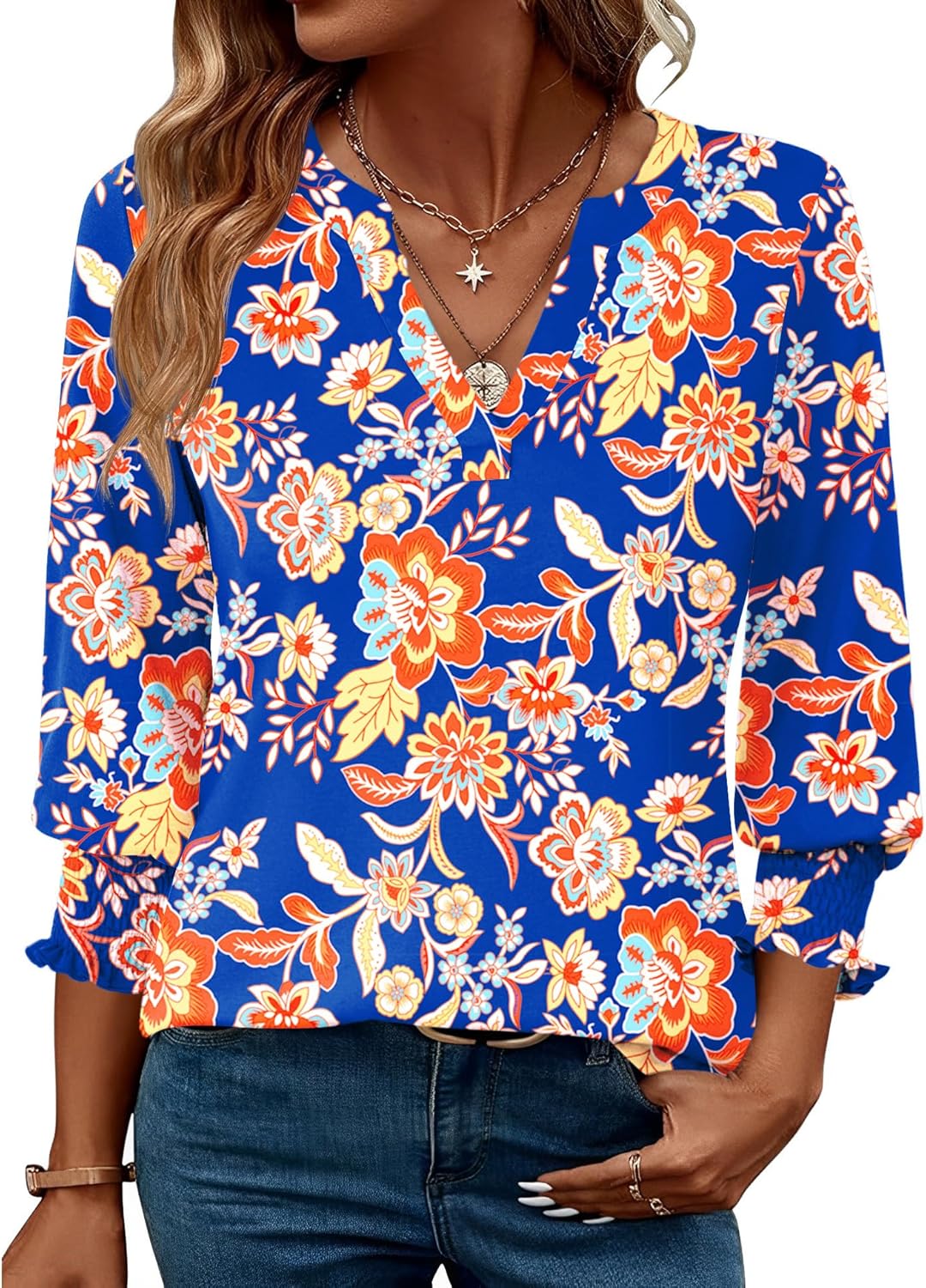 LOMON Women's 2025 Fashion Tops 3\/4 Length Sleeve Business Casual Blouses Summer Tees Shirts - Image 22