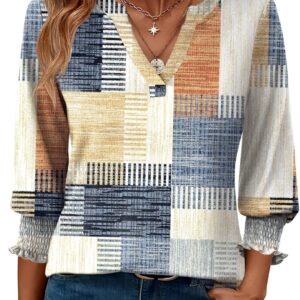 LOMON Women's 2025 Fashion Tops 3\/4 Length Sleeve Business Casual Blouses Summer Tees Shirts