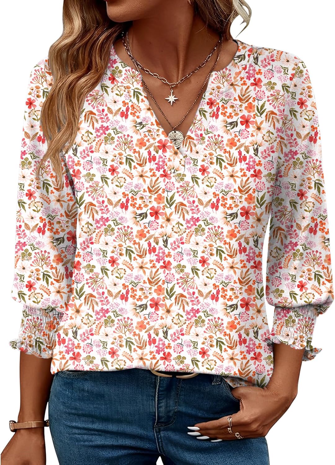 LOMON Women's 2025 Fashion Tops 3\/4 Length Sleeve Business Casual Blouses Summer Tees Shirts - Image 31