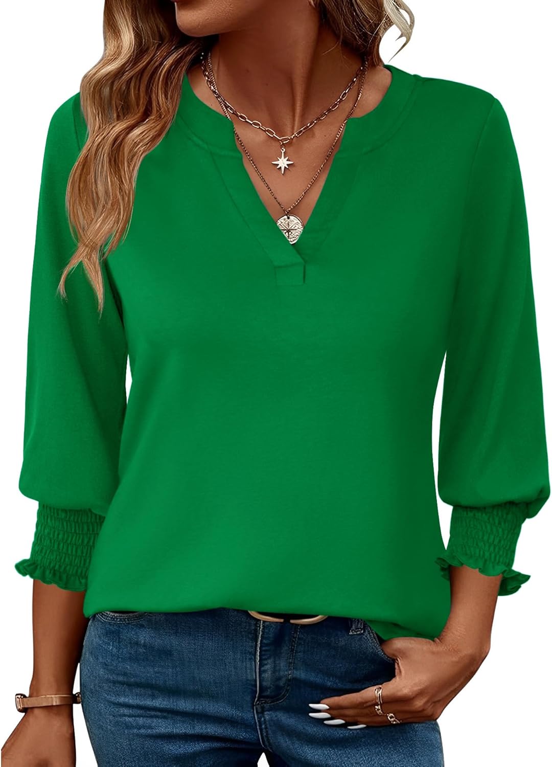 LOMON Women's 2025 Fashion Tops 3\/4 Length Sleeve Business Casual Blouses Summer Tees Shirts - Image 43