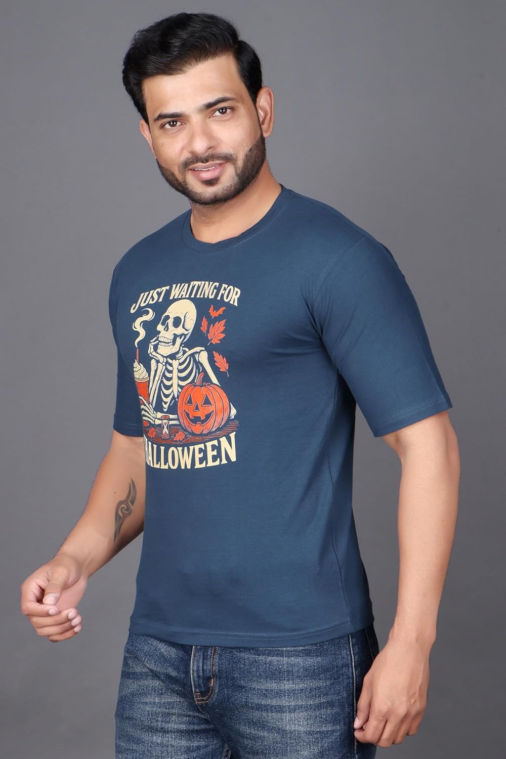 Men\u2019s Halloween Graphic T-Shirt \u2013 Halloweentown Pumpkin Print \u2013 Casual Round Neck Half Sleeve Cotton Tee - Image 6