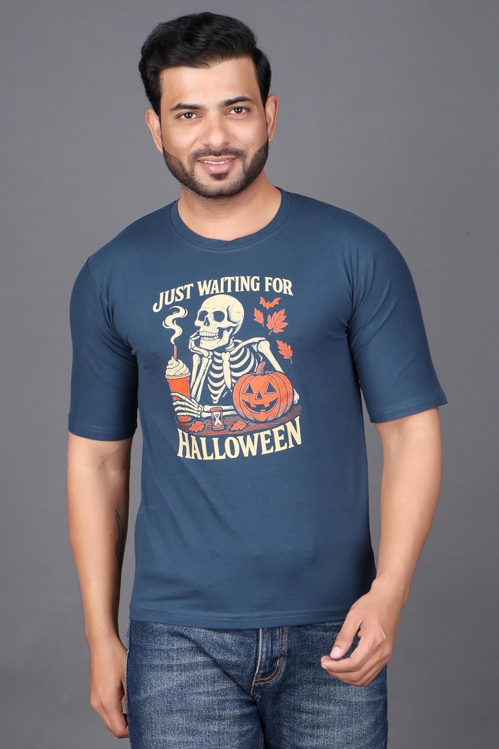 Men\u2019s Halloween Graphic T-Shirt \u2013 Halloweentown Pumpkin Print \u2013 Casual Round Neck Half Sleeve Cotton Tee - Image 5