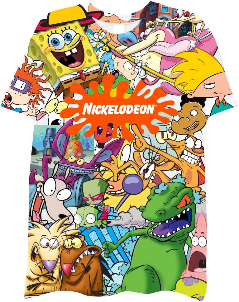 Nickelodeon Mens 90s Cartoon Shirt - Rugrats Hey Arnold Ren & Stimpy Rocko's Modern Life Tie Dye