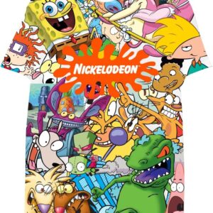 Nickelodeon Mens 90s Cartoon Shirt - Rugrats Hey Arnold Ren & Stimpy Rocko's Modern Life Tie Dye