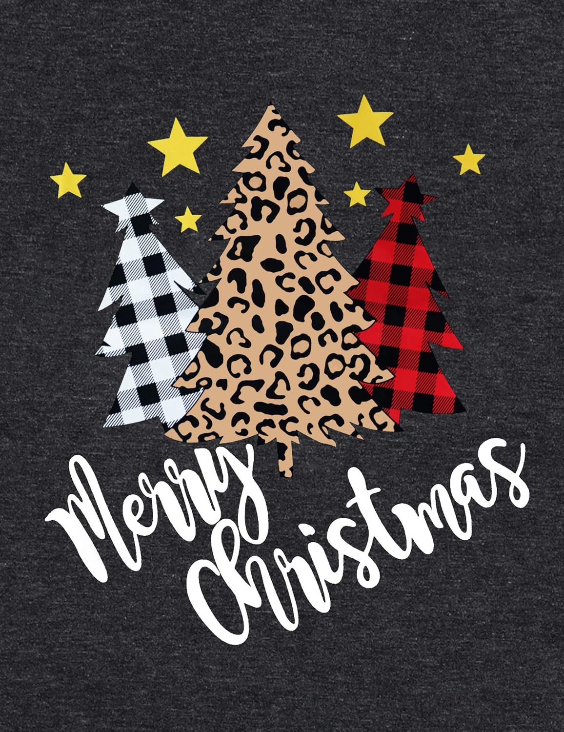 Plus Size Christmas T Shirt Women Xmas Leopard Plaid Trees Print Tees Casual Long Sleeve Holiday Shirts Top - Image 4