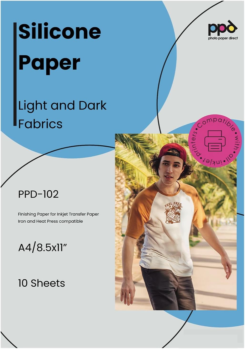PPD 10 Sheets 8.5x11\u201D - Inkjet Iron-on Heat Transfer Paper for White & Light Fabric and T-Shirts - Premium - PPD-1-10 - Image 9
