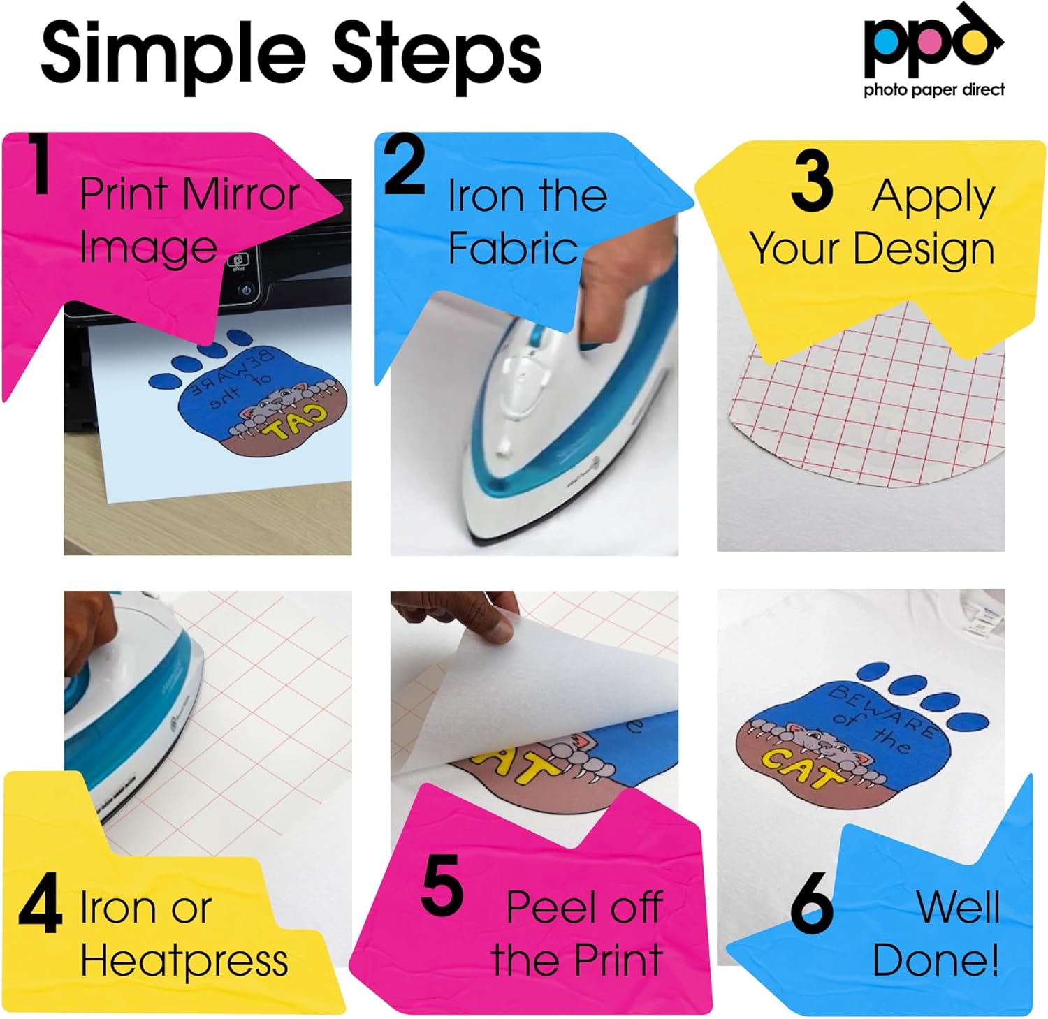 PPD 10 Sheets 8.5x11\u201D - Inkjet Iron-on Heat Transfer Paper for White & Light Fabric and T-Shirts - Premium - PPD-1-10 - Image 4