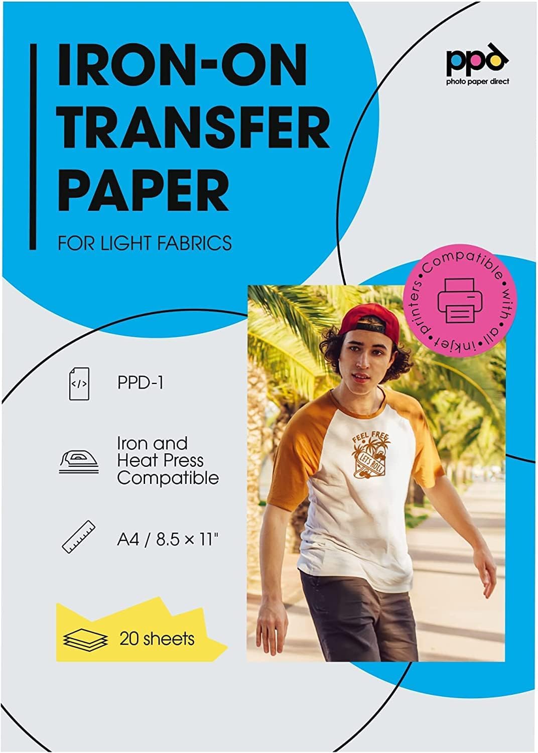 PPD 100 Sheets 8.5x11\u201D - Inkjet Iron-on Heat Transfer Paper for White & Light Fabric and T-Shirts - Premium - PPD-1-100 - Image 9