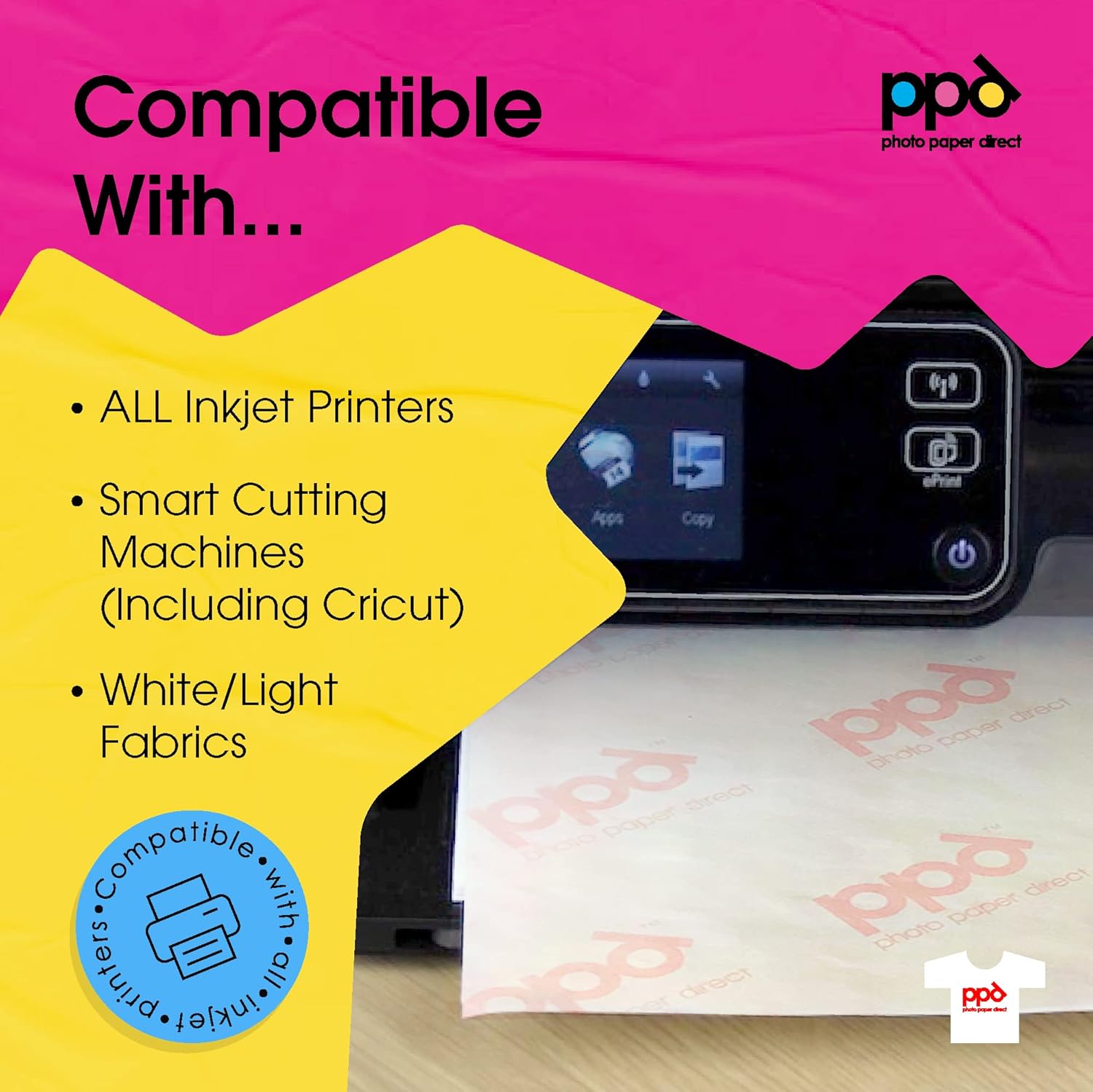 PPD 100 Sheets 8.5x11\u201D - Inkjet Iron-on Heat Transfer Paper for White & Light Fabric and T-Shirts - Premium - PPD-1-100 - Image 4