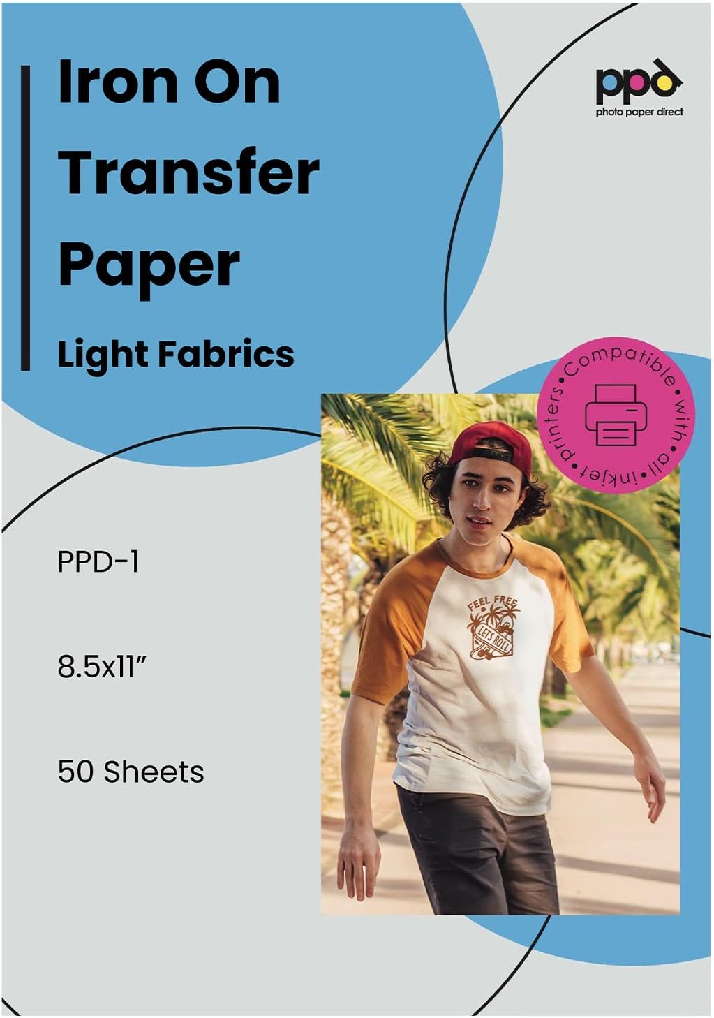 PPD 100 Sheets 8.5x11\u201D - Inkjet Iron-on Heat Transfer Paper for White & Light Fabric and T-Shirts - Premium - PPD-1-100 - Image 10