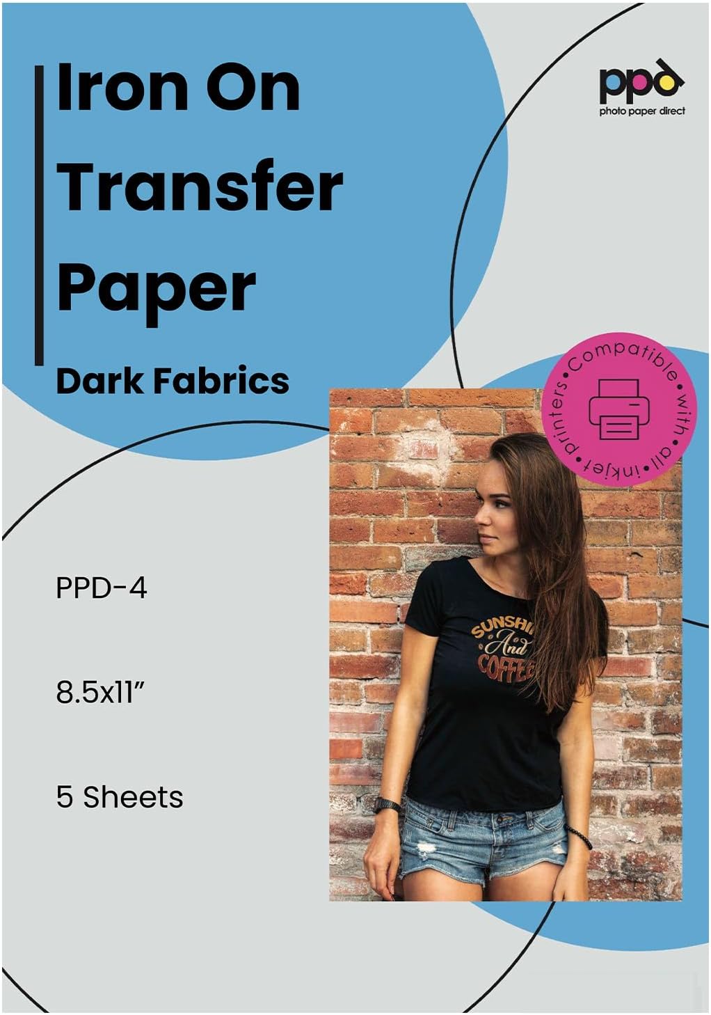PPD 20 Sheets 8.5x11 - Inkjet Iron-on Heat Transfer Paper for Mixed Light & Dark Fabric and T-Shirts - Premium - PPD-5-MIX-20 - Image 10