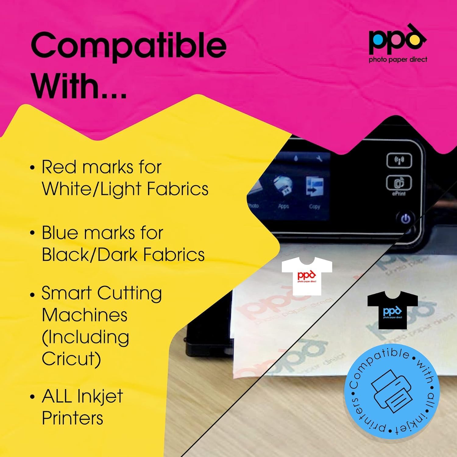 PPD 20 Sheets 8.5x11 - Inkjet Iron-on Heat Transfer Paper for Mixed Light & Dark Fabric and T-Shirts - Premium - PPD-5-MIX-20 - Image 4