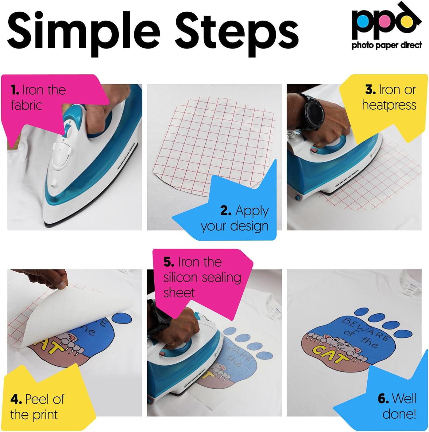 PPD 50 Sheets 8.5x11\u201D - Inkjet Iron-on Heat Transfer Paper for White & Light Fabric and T-Shirts - Premium - PPD-1-50 - Image 3