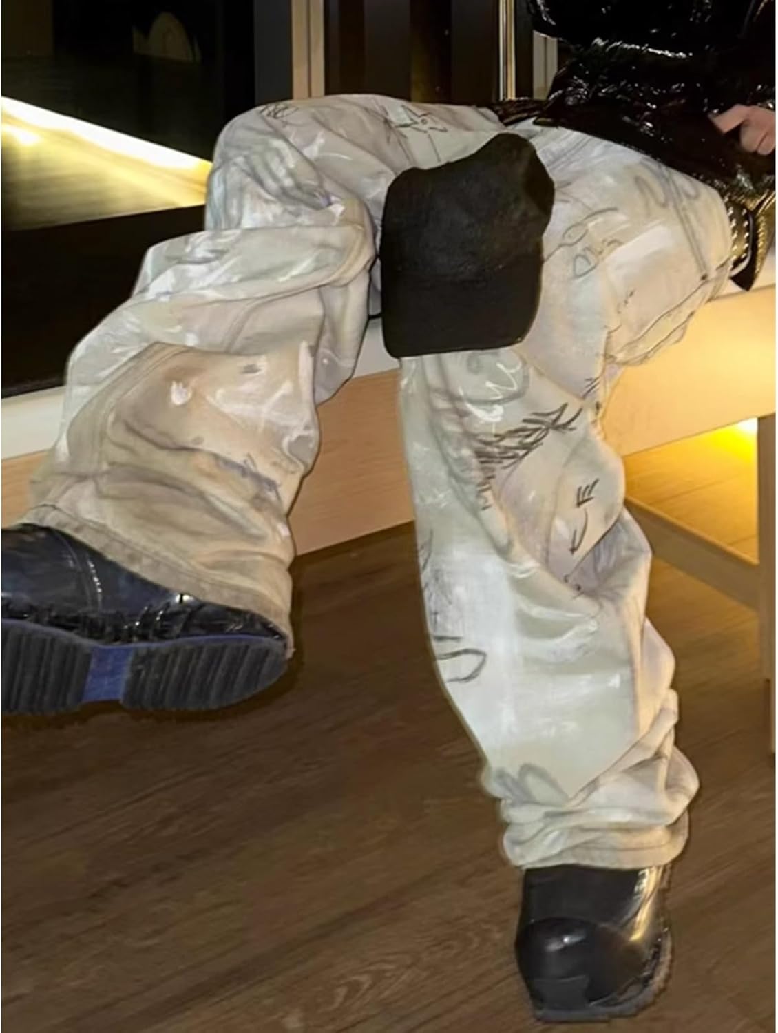 SIDUFHAOPKLL Long Pants, Unisex White Straight Leg Washed Jeans - Image 3