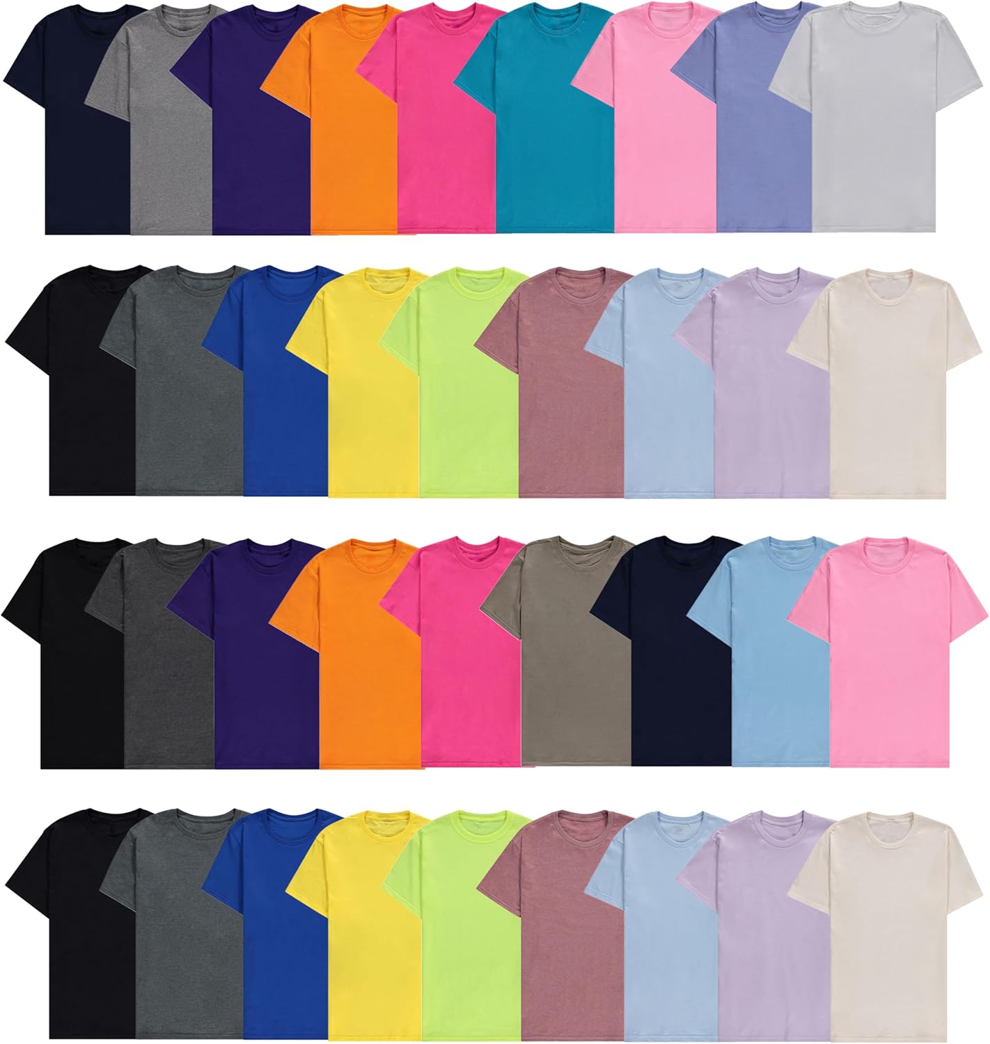 SOCKS'NBULK Men's Cotton Crew Neck Regular T-Shirts Bulk Short Sleeve Lightweight Tees Mix Colors