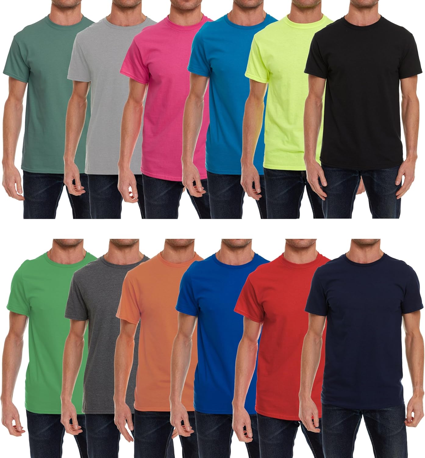 SOCKS'NBULK Men's Cotton Crew Neck Regular T-Shirts Bulk Short Sleeve Lightweight Tees Mix Colors - Image 18