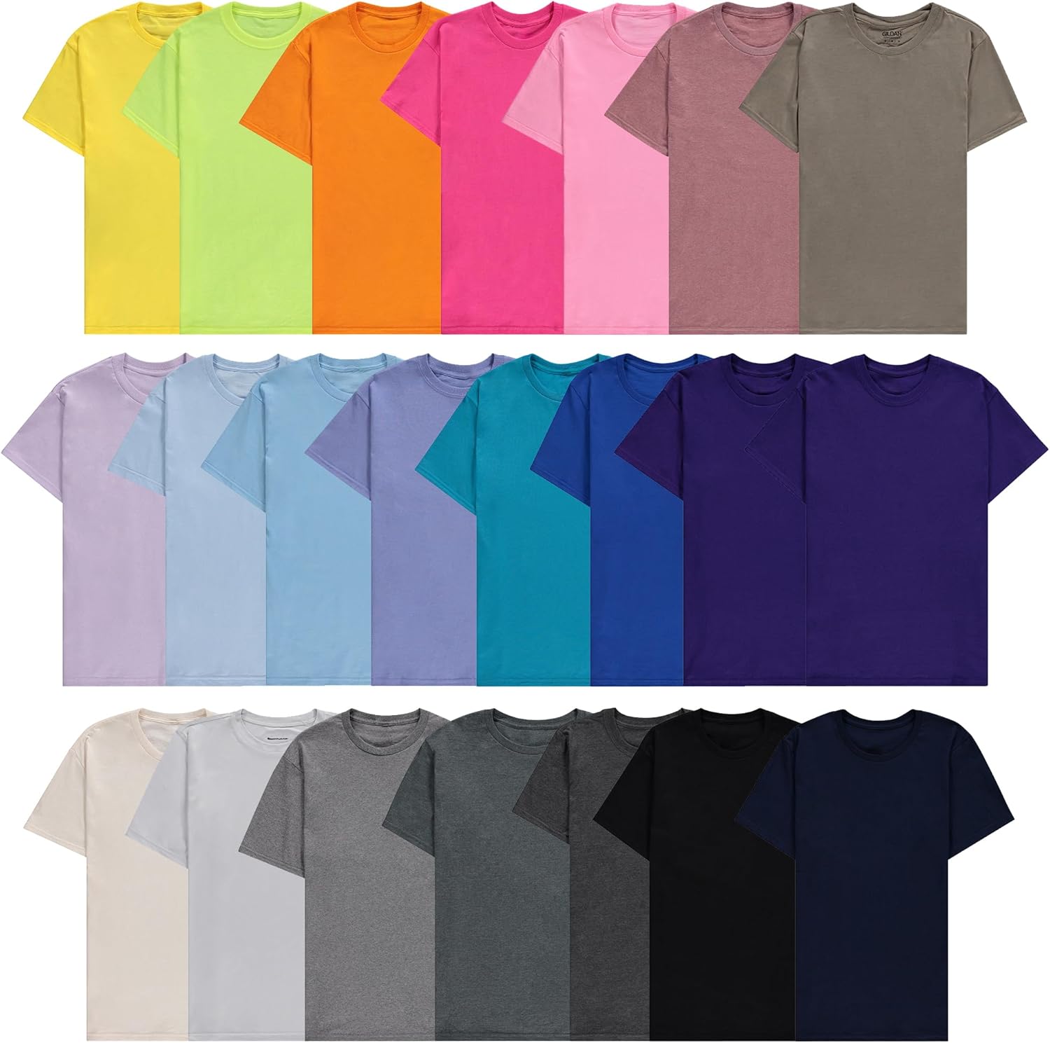 SOCKS'NBULK Men's Cotton Crew Neck Regular T-Shirts Bulk Short Sleeve Lightweight Tees Mix Colors - Image 2