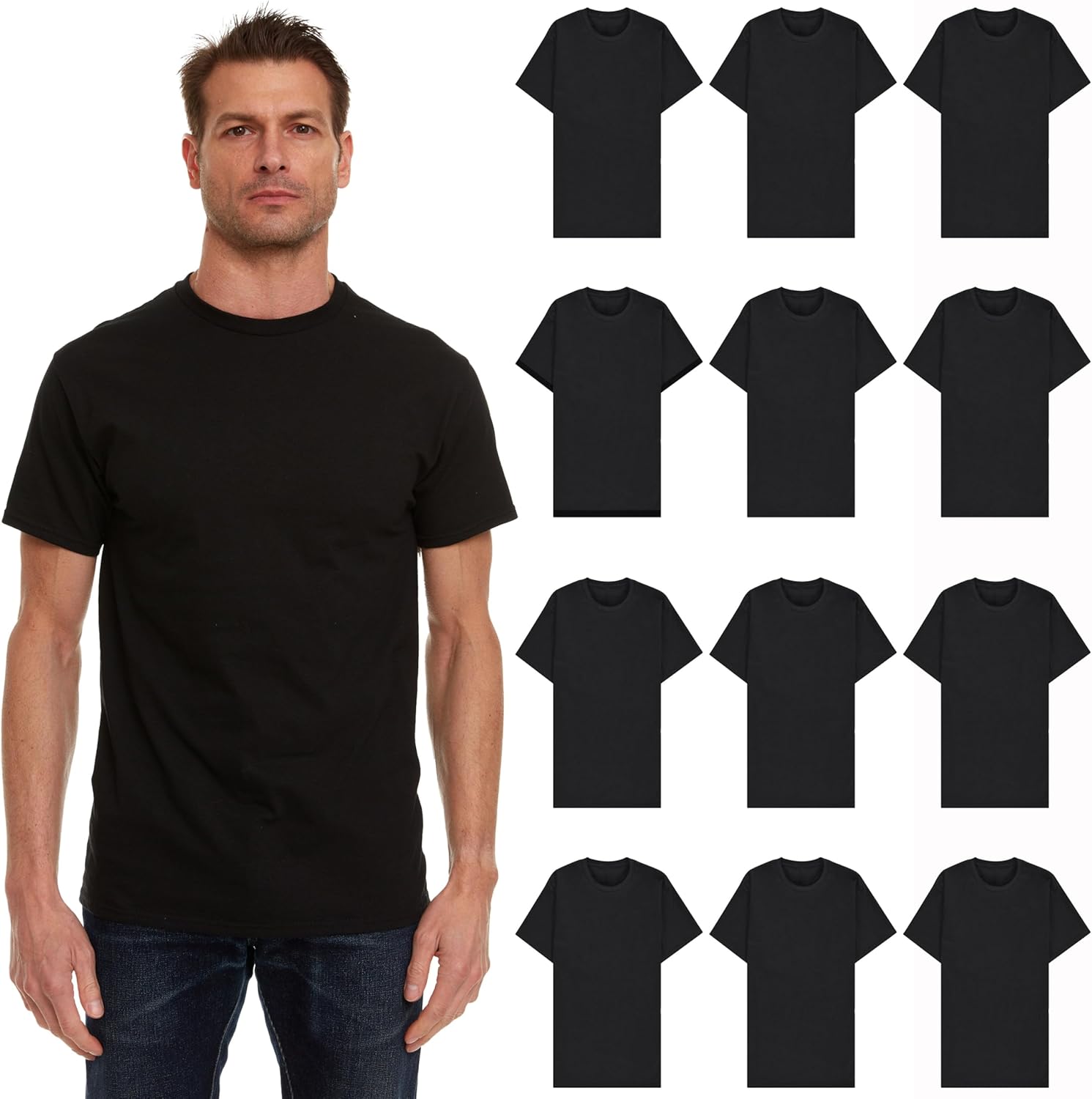 SOCKS'NBULK Men's Cotton Crew Neck Regular T-Shirts Bulk Short Sleeve Lightweight Tees Mix Colors - Image 24